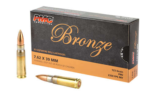 Ammunition PMC Ammunition Bronze 7.62x39mm PMC BRNZ 7.62X39 123GR FMJ 20/500 • Model: Bronze